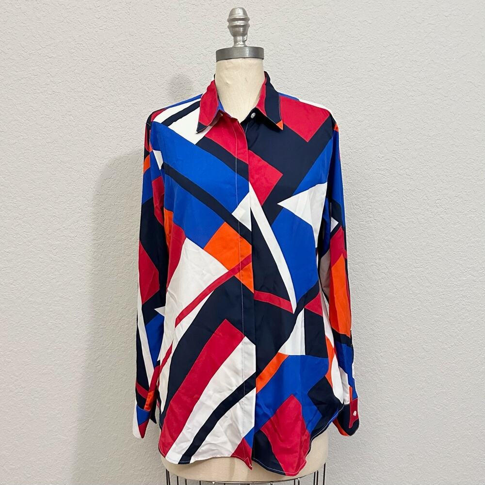 LAUREN RALPH LAUREN Kristy Shirt Abstract Classic Fit Crepe Button Up